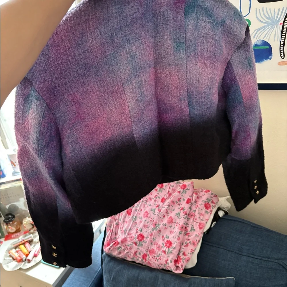 Chanel Metiers d'art 20A cropped purple jacket FR 42